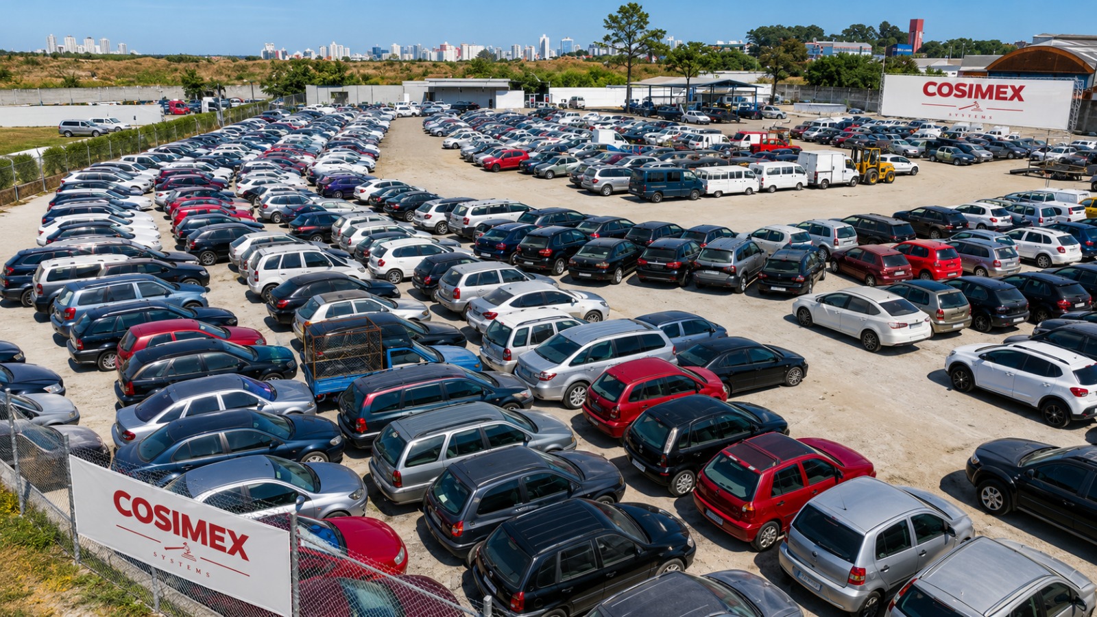 Pátio de veículos preparado para operação de leilão